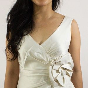Max and Cleo White Silk Rose Origami Dress